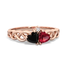 Onyx Heart To Heart Braid 14K Rose Gold ring R5870