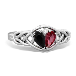 Onyx Celtic Love Knot 14K White Gold ring R5420