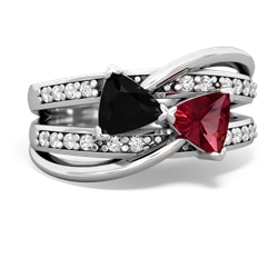 Onyx Bowtie 14K White Gold ring R2360