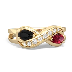 Onyx Diamond Infinity 14K Yellow Gold ring R5390