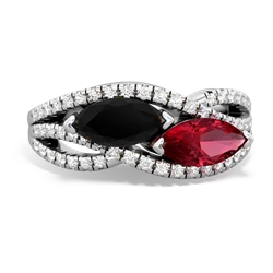 Onyx Diamond Rivers 14K White Gold ring R3070