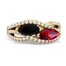 Onyx Diamond Rivers 14K Yellow Gold ring R3070