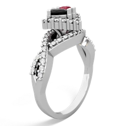 Onyx Diamond Twist 'One Heart' 14K White Gold ring R2640HRT