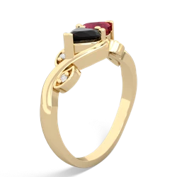 Onyx Floral Elegance 14K Yellow Gold ring R5790