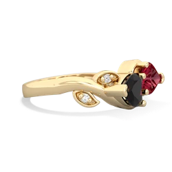 Onyx Floral Elegance 14K Yellow Gold ring R5790