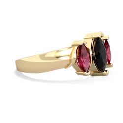 Onyx Three Peeks 14K Yellow Gold ring R2433