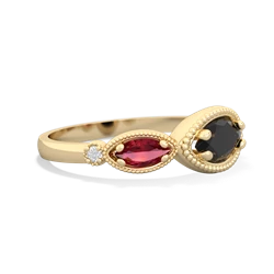 Onyx Milgrain Marquise 14K Yellow Gold ring R5700