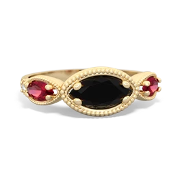 Onyx Milgrain Marquise 14K Yellow Gold ring R5700