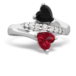 Onyx Heart To Heart 14K White Gold ring R2064