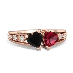 Onyx Heart To Heart 14K Rose Gold ring R3342