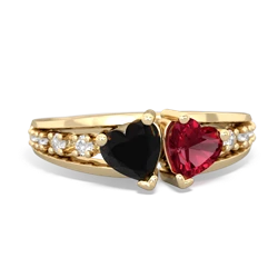 Onyx Heart To Heart 14K Yellow Gold ring R3342