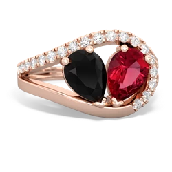 Onyx Nestled Heart Keepsake 14K Rose Gold ring R5650