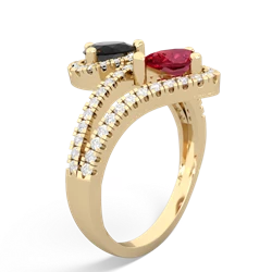 Onyx Diamond Dazzler 14K Yellow Gold ring R3000