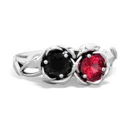 Onyx Rose Garden 14K White Gold ring R5510