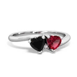 Onyx Sweethearts 14K White Gold ring R5260