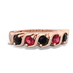 Onyx Anniversary Band 14K Rose Gold ring R2089