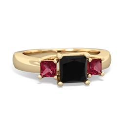 Onyx Three Stone Trellis 14K Yellow Gold ring R4015