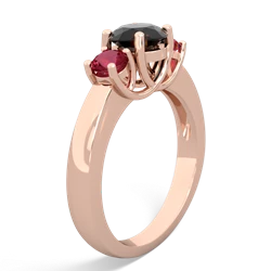 Onyx Three Stone Round Trellis 14K Rose Gold ring R4018