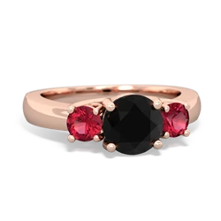 Onyx Three Stone Round Trellis 14K Rose Gold ring R4018