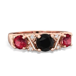 Onyx Hugs And Kisses 14K Rose Gold ring R5016