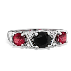 Onyx Hugs And Kisses 14K White Gold ring R5016