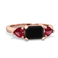 Onyx Three Stone 14K Rose Gold ring R5235