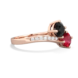 Onyx Channel Set Two Stone 14K Rose Gold ring R5303