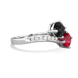 Onyx Channel Set Two Stone 14K White Gold ring R5303