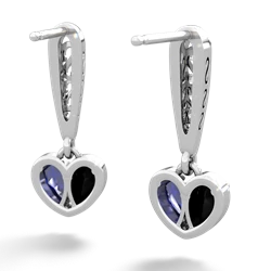 Onyx Filligree Heart 14K White Gold earrings E5070