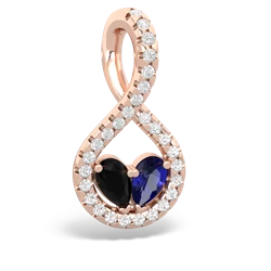 Onyx Pave Twist 'One Heart' 14K Rose Gold pendant P5360