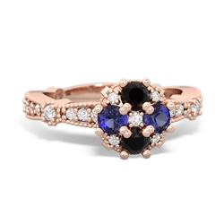 Onyx Sparkling Tiara Cluster 14K Rose Gold ring R26293RD