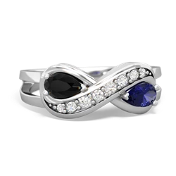 Onyx Diamond Infinity 14K White Gold ring R5390