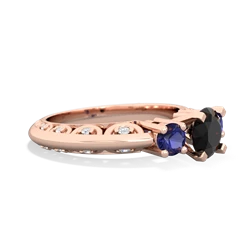 Onyx Art Deco Eternal Embrace Engagement 14K Rose Gold ring C2003