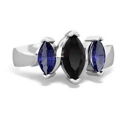 Onyx Three Peeks 14K White Gold ring R2433