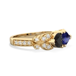 Onyx Diamond Butterflies 14K Yellow Gold ring R5601