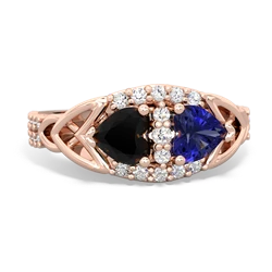 Onyx Sparkling Celtic Knot 14K Rose Gold ring R2645