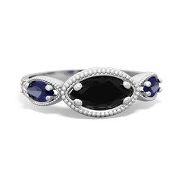 Onyx Milgrain Marquise 14K White Gold ring R5700