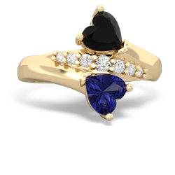 Onyx Heart To Heart 14K Yellow Gold ring R2064