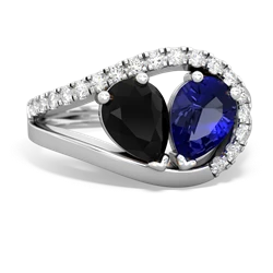 Onyx Nestled Heart Keepsake 14K White Gold ring R5650