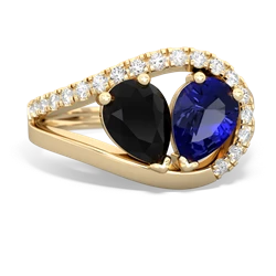 Onyx Nestled Heart Keepsake 14K Yellow Gold ring R5650