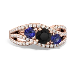 Onyx Three Stone Aurora 14K Rose Gold ring R3080