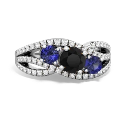 Onyx Three Stone Aurora 14K White Gold ring R3080