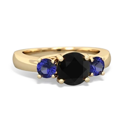 Onyx Three Stone Round Trellis 14K Yellow Gold ring R4018