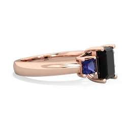 Onyx Three Stone Emerald-Cut Trellis 14K Rose Gold ring R4021