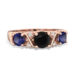 Onyx Hugs And Kisses 14K Rose Gold ring R5016