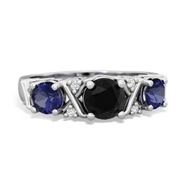 Onyx Hugs And Kisses 14K White Gold ring R5016