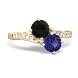 Onyx Channel Set Two Stone 14K Yellow Gold ring R5303