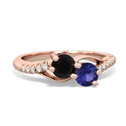 Onyx Infinity Pave Two Stone 14K Rose Gold ring R5285