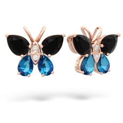 Onyx Butterfly 14K Rose Gold earrings E2215