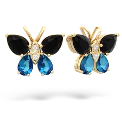 Onyx Butterfly 14K Yellow Gold earrings E2215